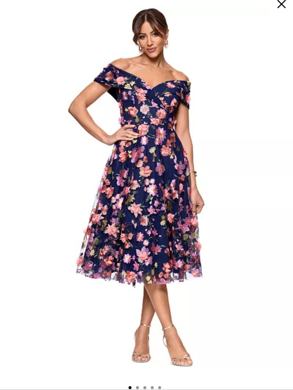 XSCAPE Woman's Off Shoulder Embroderd Flora *209#*